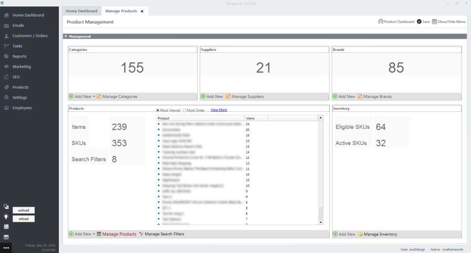 screenshot of Shopping Cart Elite